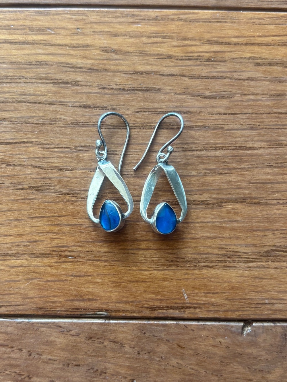 Sterling Silver Blue Stone Drop Earrings